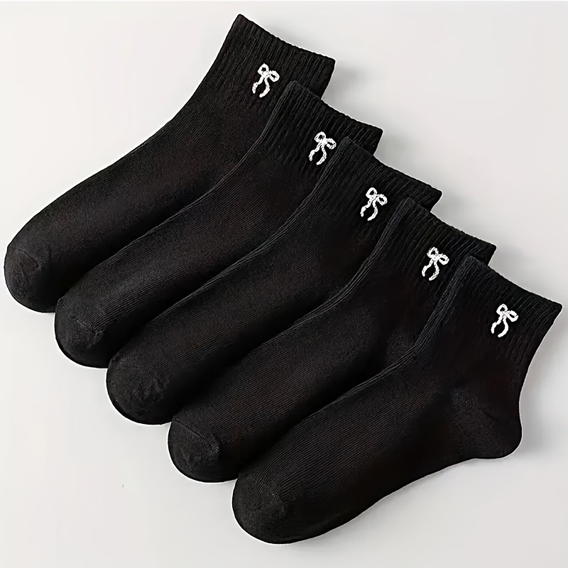 TEMU Lot de 5 paires avec design simple de nœud cartoon, respirant et confortable pour un usage , adapté à toutes . parfait pour et