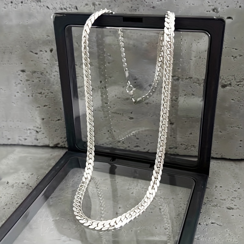 

Elegant & Sexy Titanium Steel Cuban Link Chain Necklace - Washable, Fade-resistant Silvery - Gifts, Parties, Vacations &