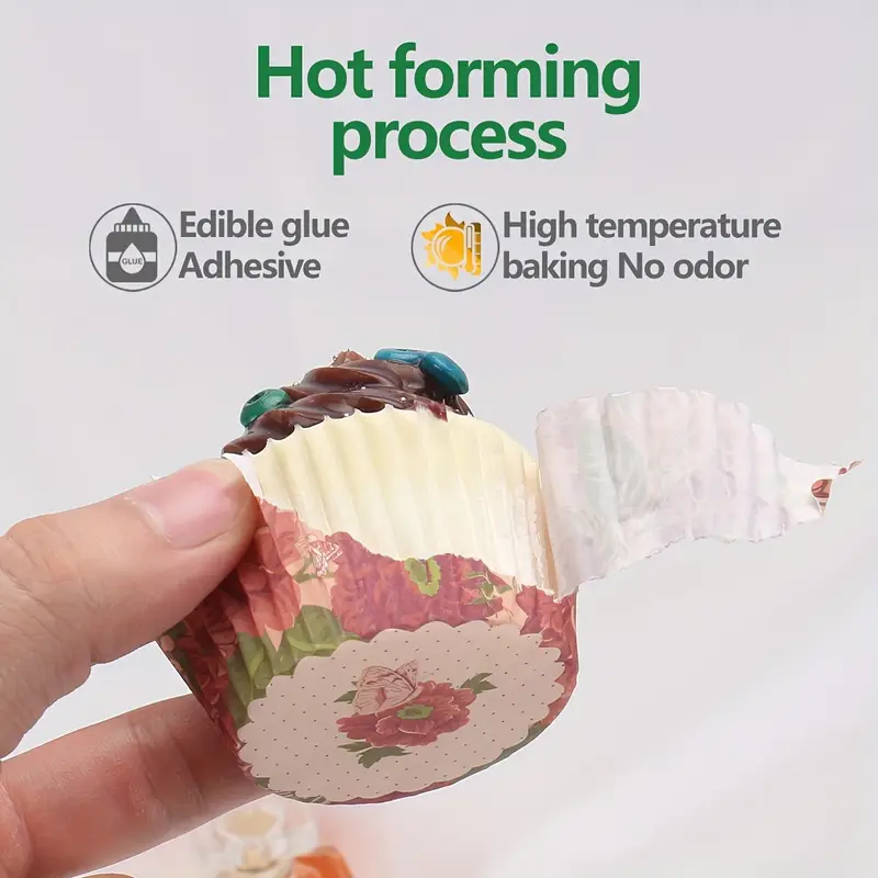 100 pack greaseproof paper cupcake liners mothers day themed flower pattern high temperature resistant convenient hygienic baking cups for muffins and desserts Product details 8