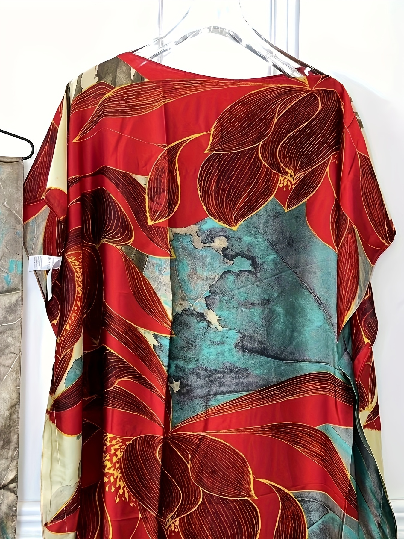 womens floral kaftan maxi dress polyester 100 long length Temu