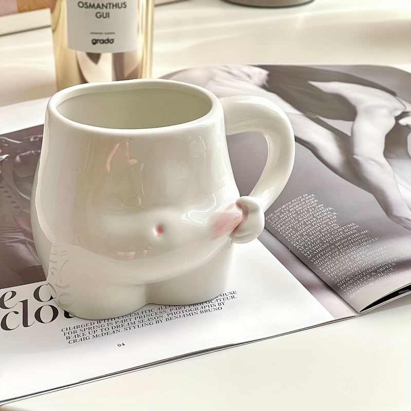 

Charming Ceramic Belly Mug - Perfect For Coffee & Milk, Unique Design For Valentine's Day & Easter