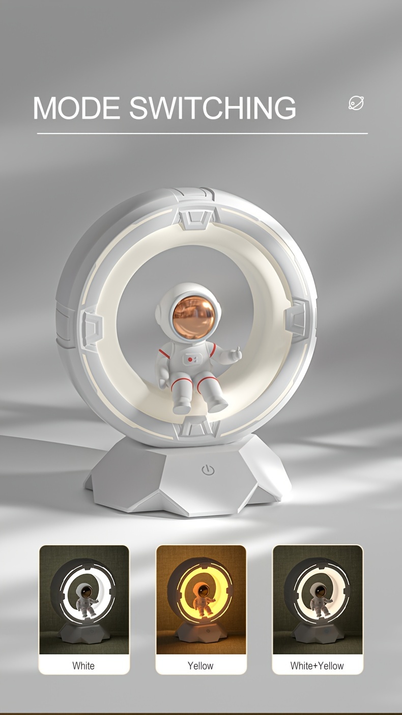  modern astronaut night control 3 color led bedside lamp 4 adjustable brightness levels rechargeable 1200mah lithium battery cordless with tabletop plaque for bedroom ideal for birthday christmas gifts Product details 8