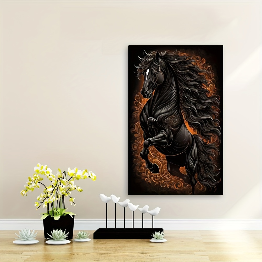

Stunning Black Horse Diamond Painting Kit: Create A Wall Decoration (40x70cm/15.7x27.5inch) - Perfect For Home, Office, Or Party Decorations