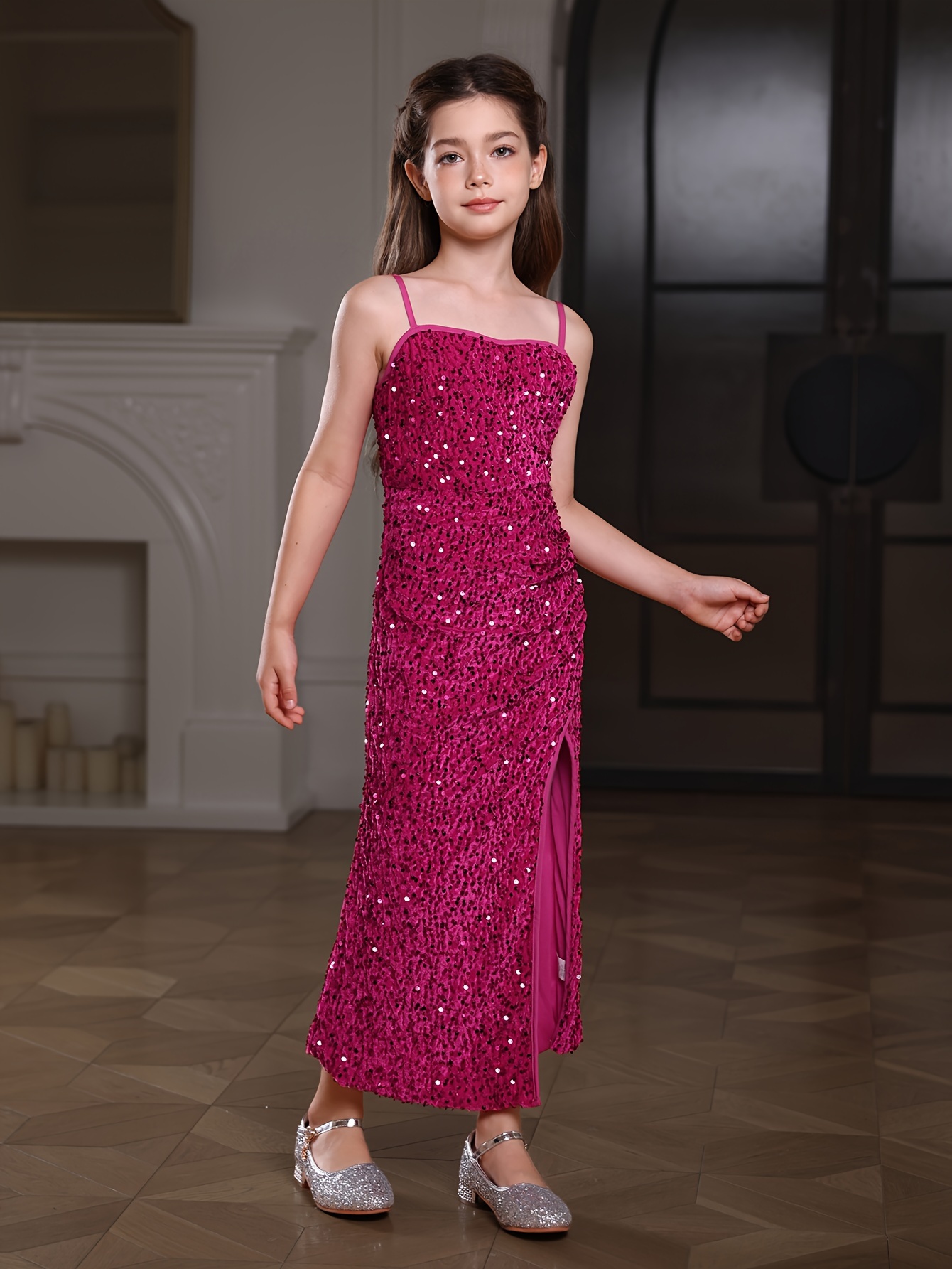 sequined bodycon gown dress girls thin Temu Netherlands - Main Image