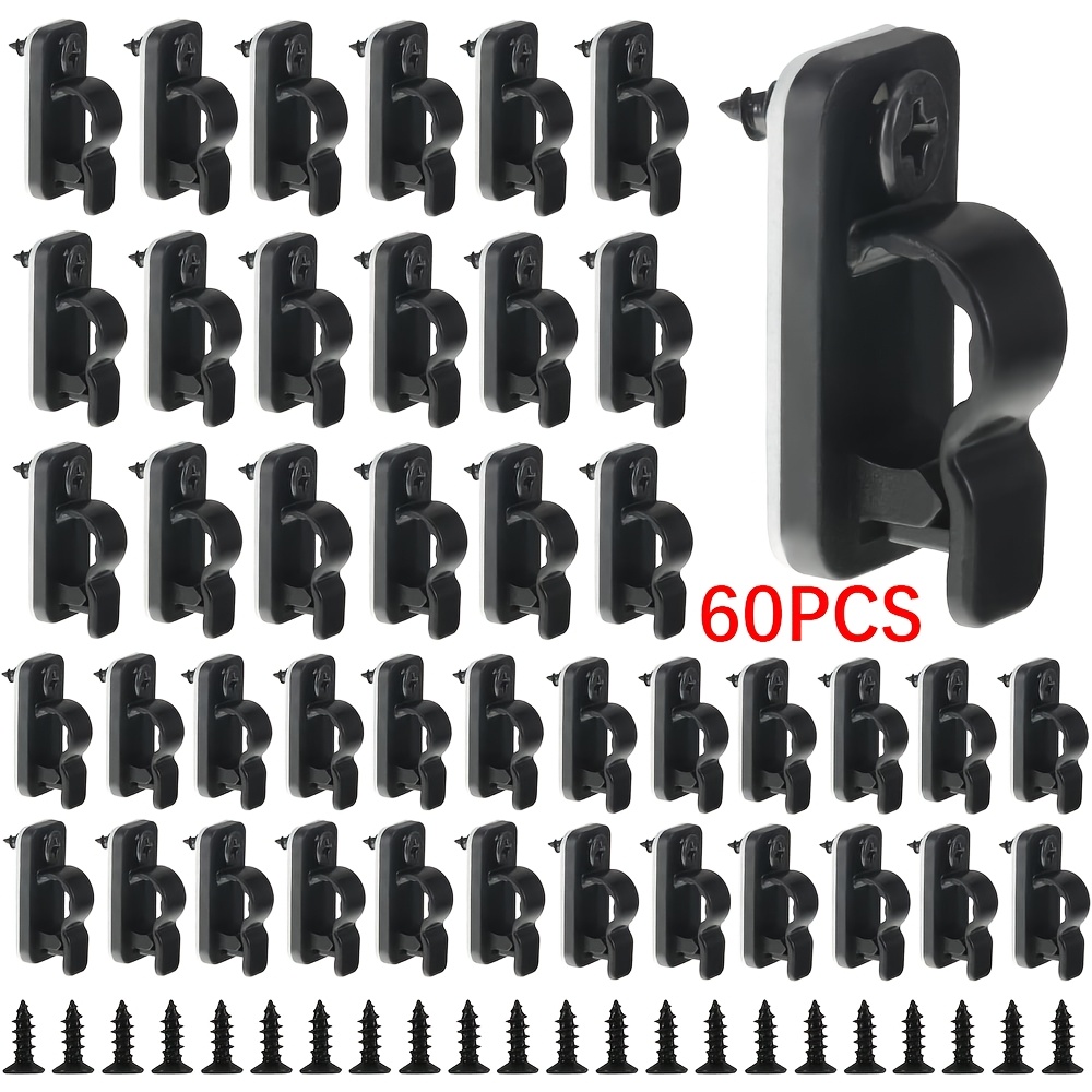 TEMU 60pcs Set With 60 Screws, Garden String Light Hooks, Cable Clips, Outdoor Yard Fence Decor, Hanging Clips For Holiday Lights