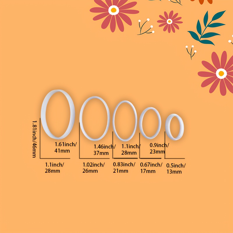 TEMU Juego de 5 moldes ovalados para aretes de arcilla - Moldes de prensado de plástico duradero, adecuados para colgantes de joyería DIY, accesorios