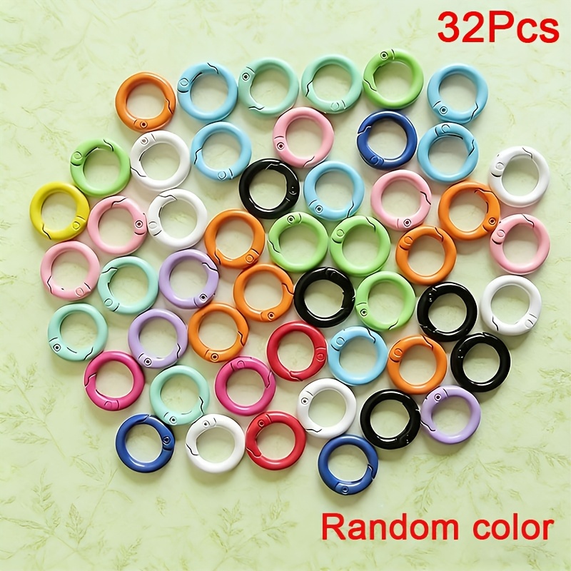 TEMU 16/32pcs Boucles à Ressort en Alliage avec Joint Torique, Combinaison de Couleurs Aléatoires, Boucle de Décoration de Sac Circulaire Ouvrable,