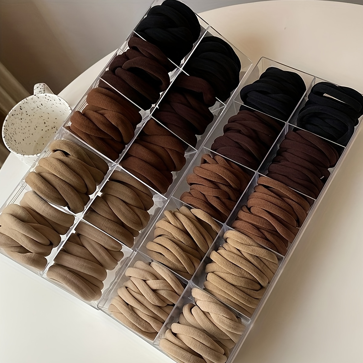 118pcs 4cm seamless hair ties black coffee mixed elastic hair bands ponytail holders no damage hair additions for women daily christmas halloween birthday wedding party gifts