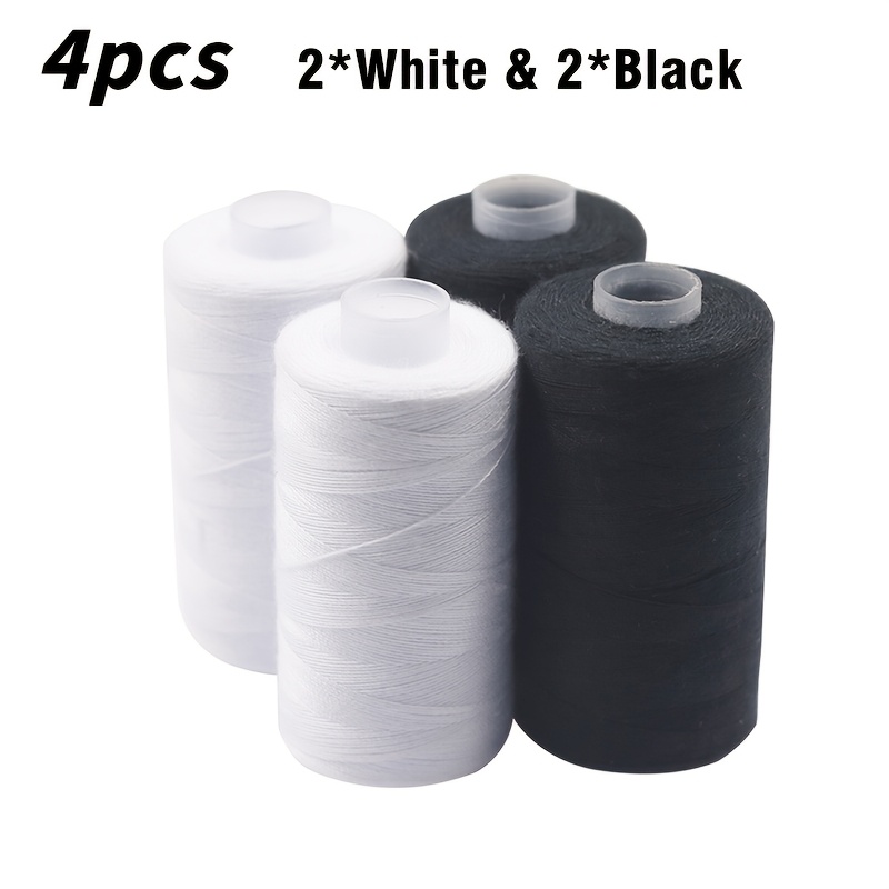 TEMU 4 Rolls - Hand Sewing Black And , 500m/roll, Diy Crafts, High Quality Polyester Thread For Sewing Machines And Hand Sewing