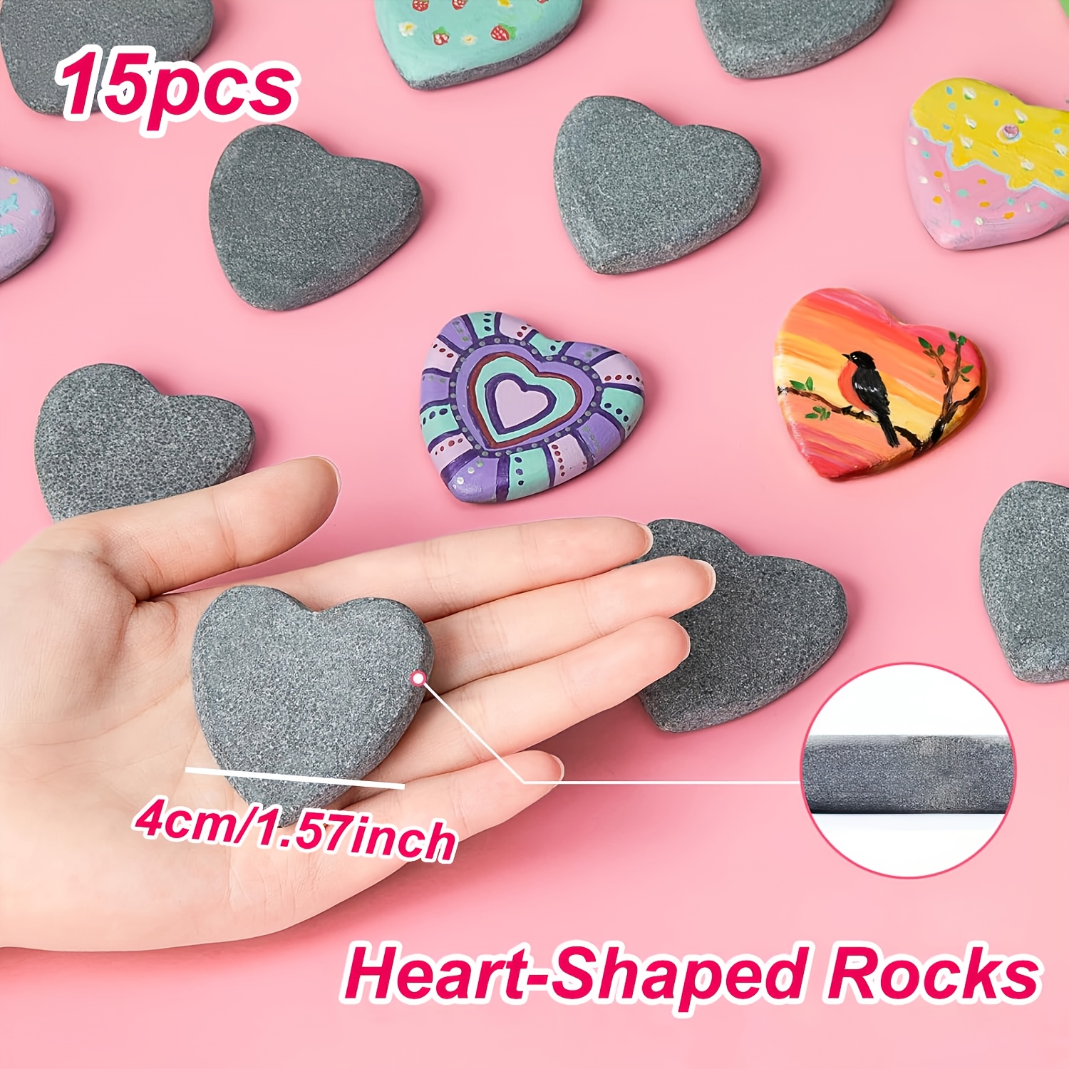 TEMU 15 piezas de de para pintar, de río de 1.57 pulgadas para pintar, para pintar, para manualidades, piedras para bricolaje, de la para decoración