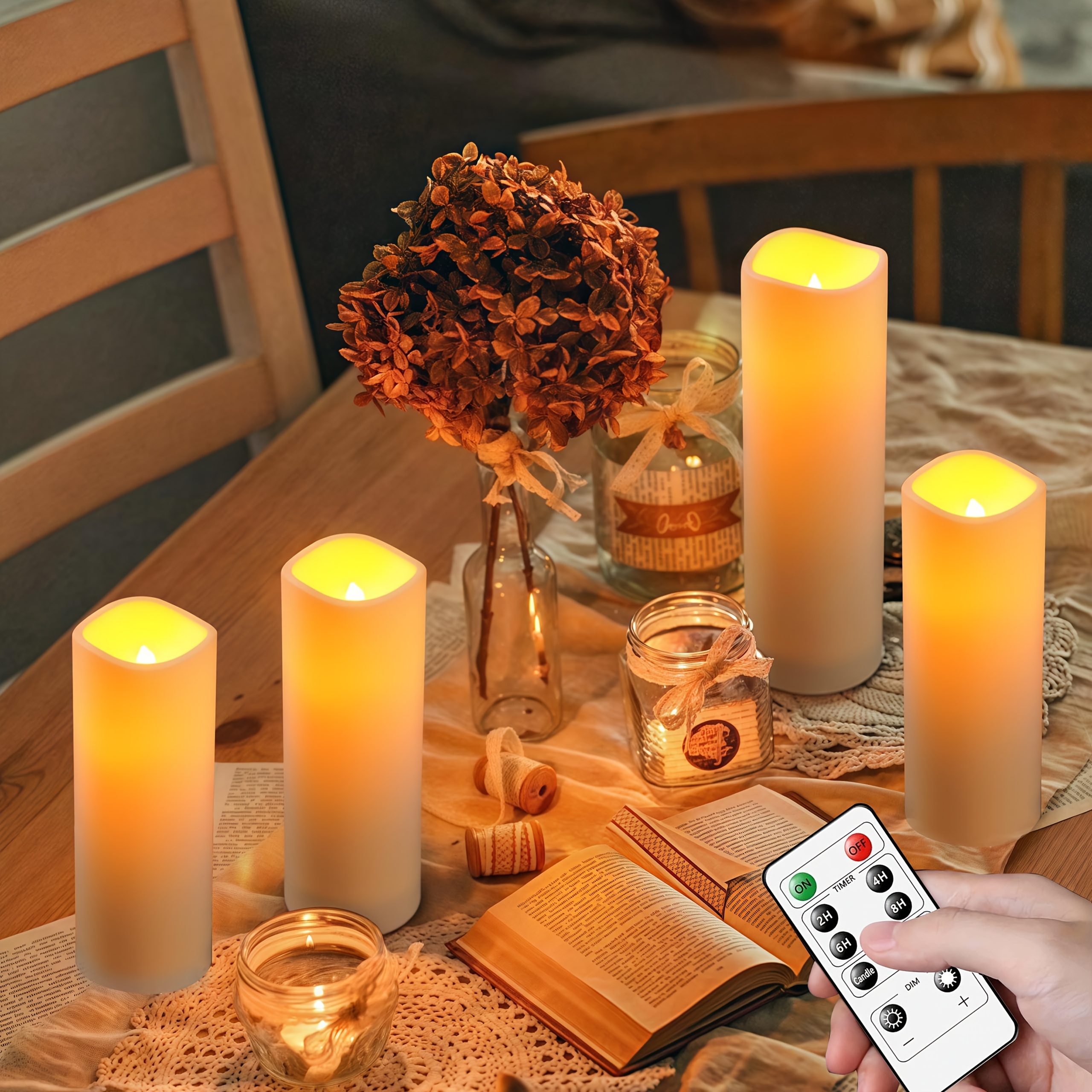 Image of 4-pack Of Flickering Flameless Candles With Remote Control, Battery Powered Candle And Timer, Plastic Battery Candle With 10-key Remote And Cycle 24-hour Timer For Holiday Christmas Party Decorations