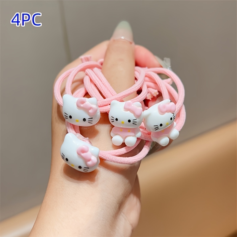 TEMU 4pcs Kt Cat Hair Ties Headband Best Friend Hair Rope High Hair Ties Cute Hair Additions Best Gift For