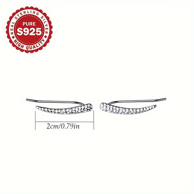 S925 Sterling Silver Long U-Shaped Stud Earrings for Women