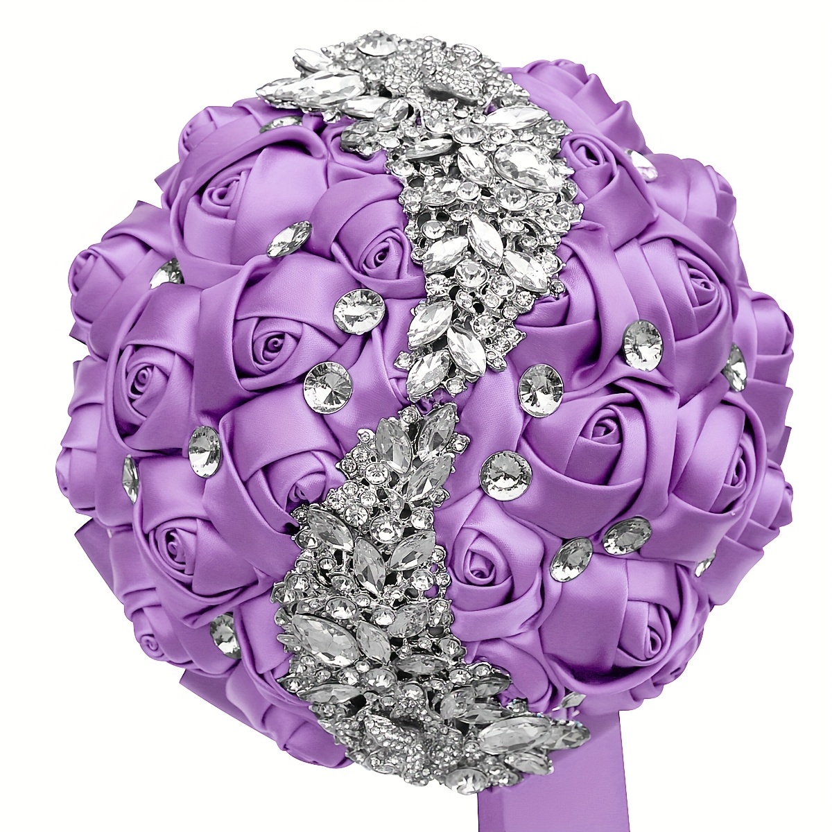 zamonaviy to'y buketi, porloq kristallar bilan, polyester va spandex, qo'lda ushlash uchun to'y gulchambari, w445 tafsilotlari 36