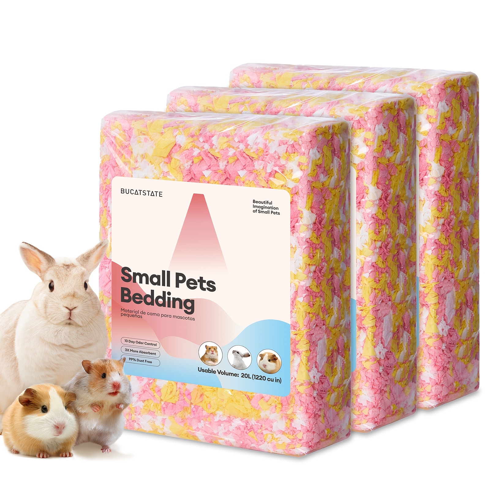 3pcs Small Pet Bedding, Dust-Free Odor Control Paper Substrate