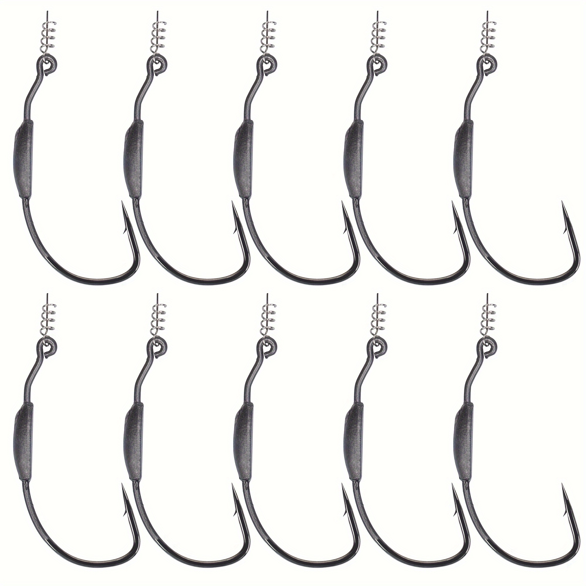 

10 Pieces Of Weighted Hooks With Twist Lock, Soft Plastic Swimbaits Offset Weedless Hooks 3/0 4/0 5/0, Suitable For Bass Fishing With Drop Shot Swimbait Hooks.