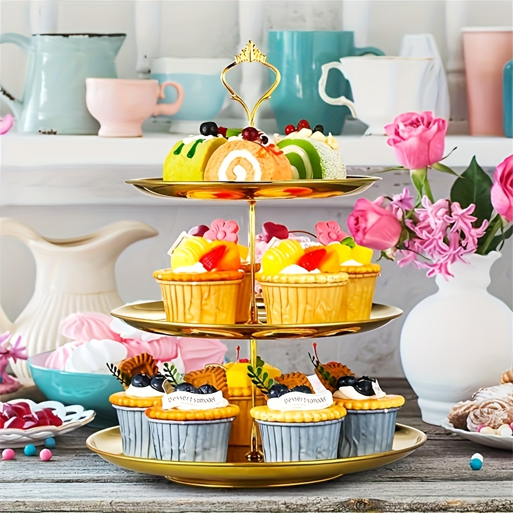 2pcs Stainless Steel Three-Layer Cake Rack for Elegant Dessert Display
