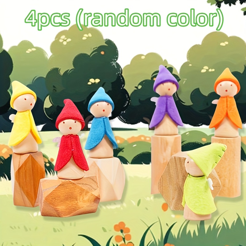 Image of 2pcs/4pcs Random Colors Wooden Cartoon Forest Indoor Desktop Ornaments, Holiday Party Table Decorations, Birthday Gifts ( Color )