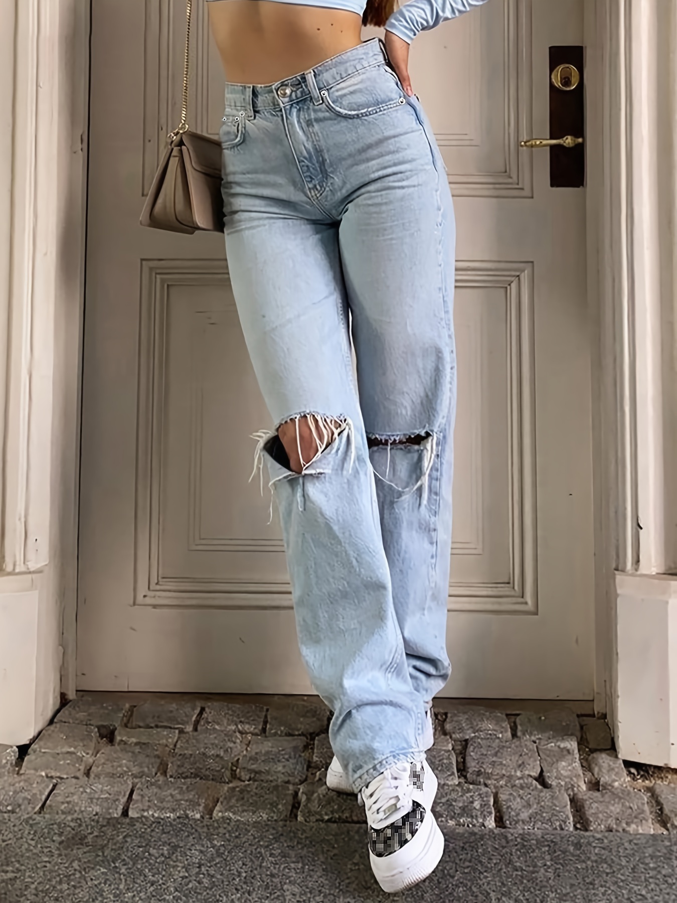 Women Hole Long Denim Regular Ripped Sexy Slim Gradient Washed Jeans Pants  Plus Size Pants Dress Pants for Tall