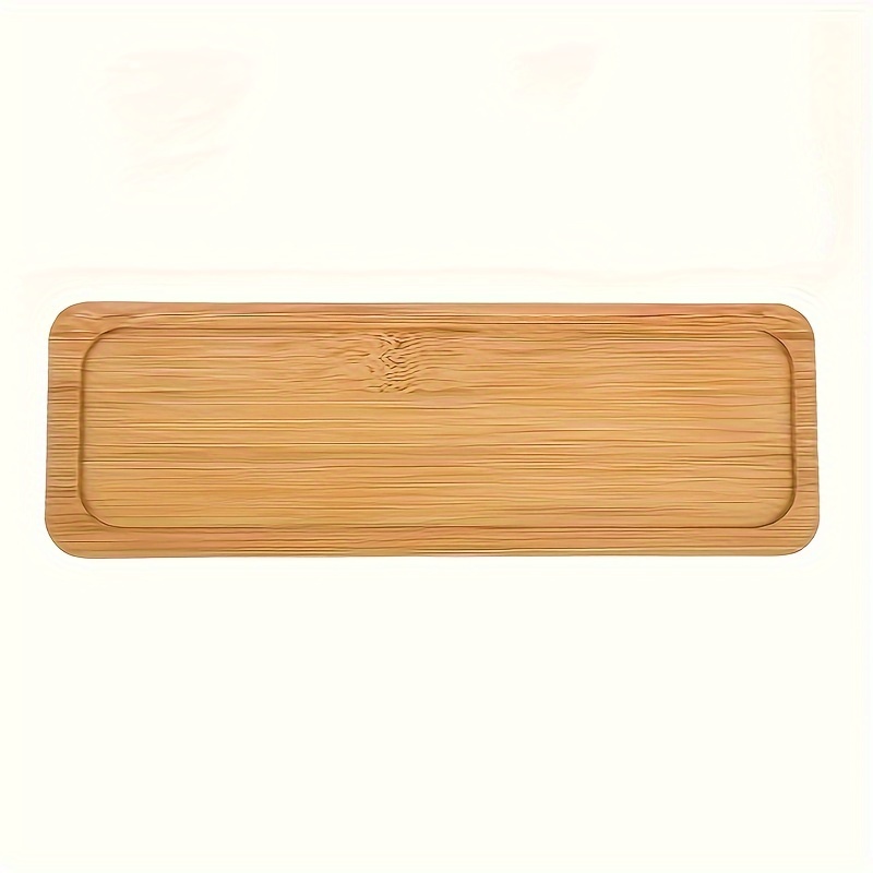 Image of 1pc Bamboo Serving Tray, Decorative Wooden Pallets, Multi Use Bathroom Counter Tray, Rounded Edges Bamboo Vanity Tray, For Dresser Counter