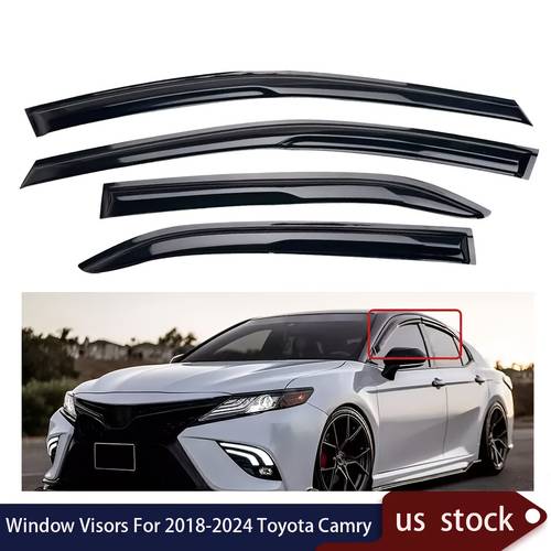 4pcs set for 2018 2024 8th gen for toyota camry 3d style window visors in guards eyebrow ventilation deflector plate direct tape air circulation inside the car