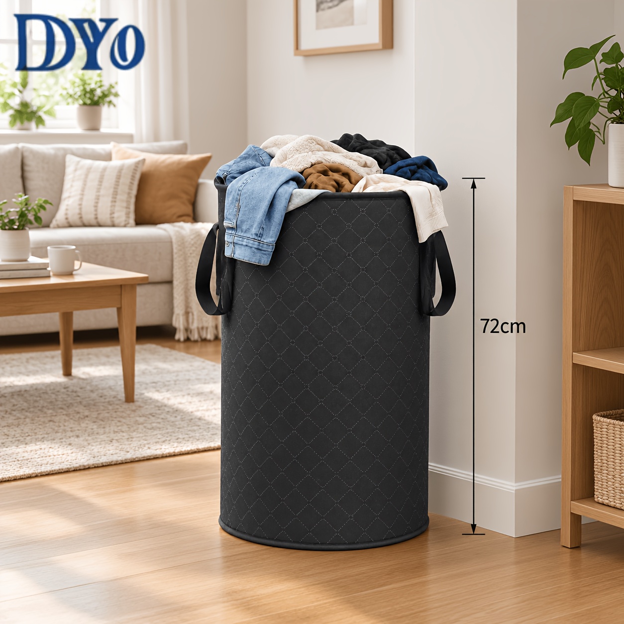 TEMU Cesto de almacenamiento plegable extra grande de tela no tejida duradera, diseño cilíndrico abierto, cesta plegable que ahorra , adecuado para