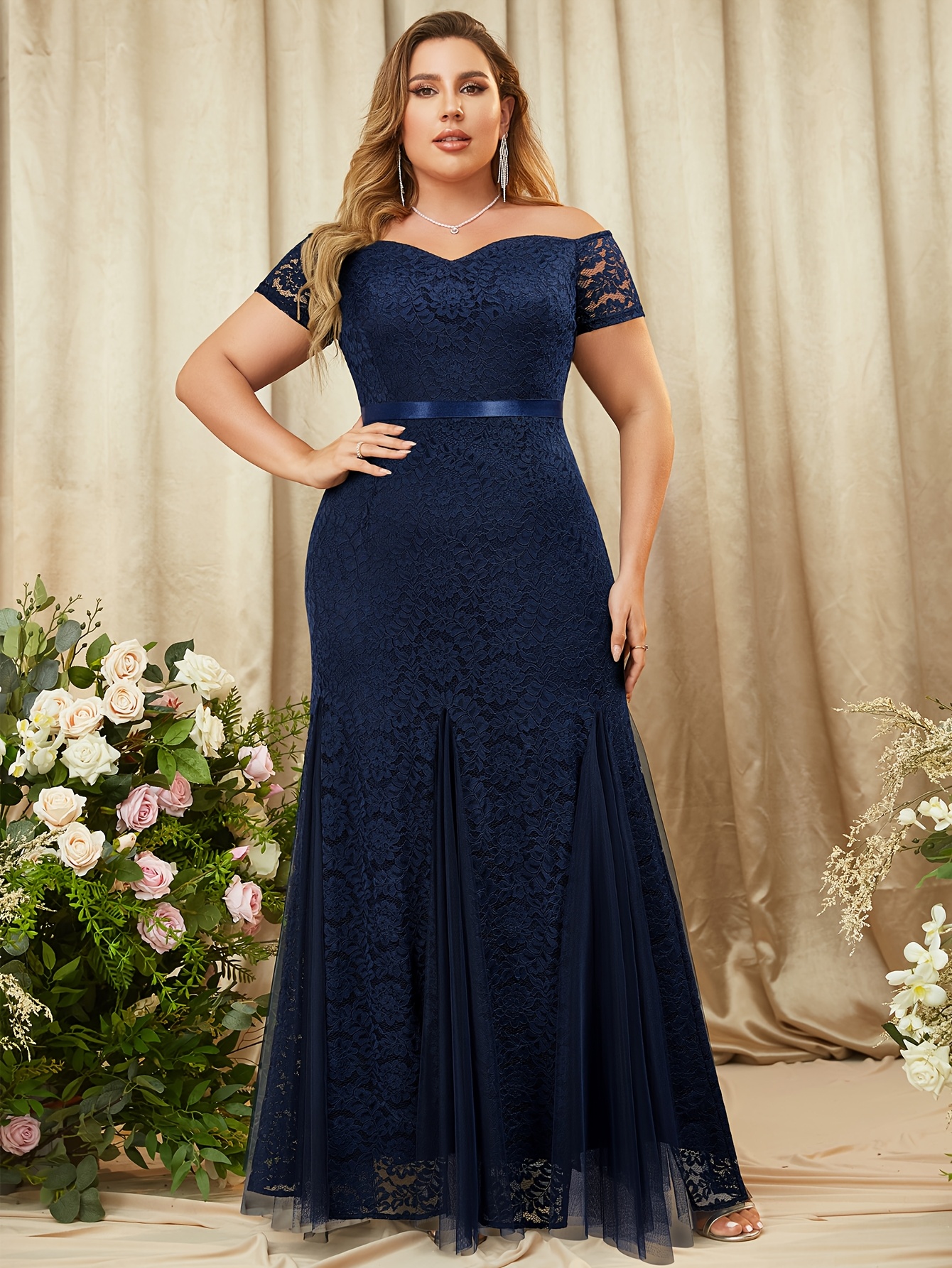 chinese dress ladies La Femme Off-Shoulder Long Plus Prom Dress main image 1