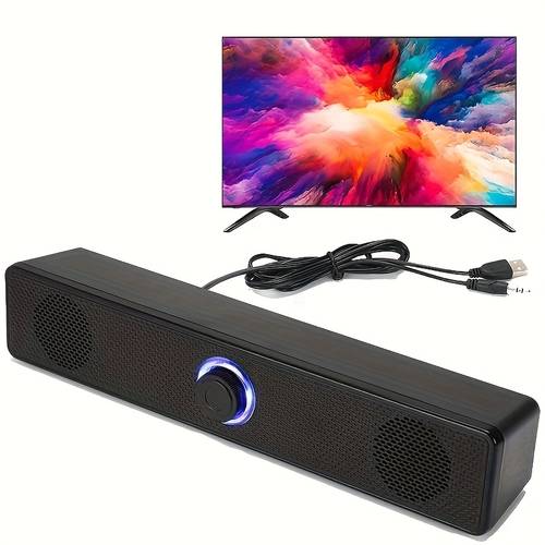 new computer tv speaker desktop high definition sound easy design knob control for convenient 3 5 inch compact stereo speaker with usb connection wired enhancement for pc desktop setup button control non