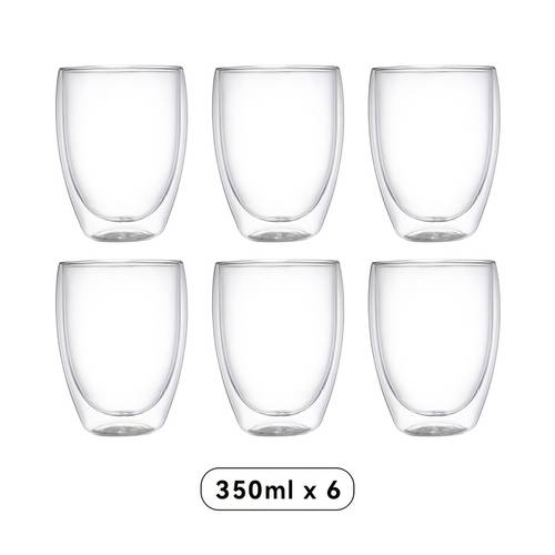 2 4 6pcs pack 350ml 12oz large double walled coffee cup transparent glass cup insulated heat resistant borosilicate glass cup teacup suitable for tea milk coffee cappuccino latte smoothie anti