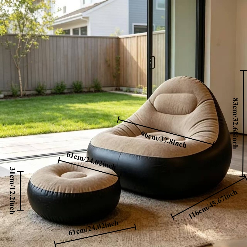 TEMU Xcqsf-42 Complete Set Of Single Inflatable Lounge Chair For Courtyard, Home, Beach, Seaside, Camping - Portable, Foldable, Leisure Inflatable
