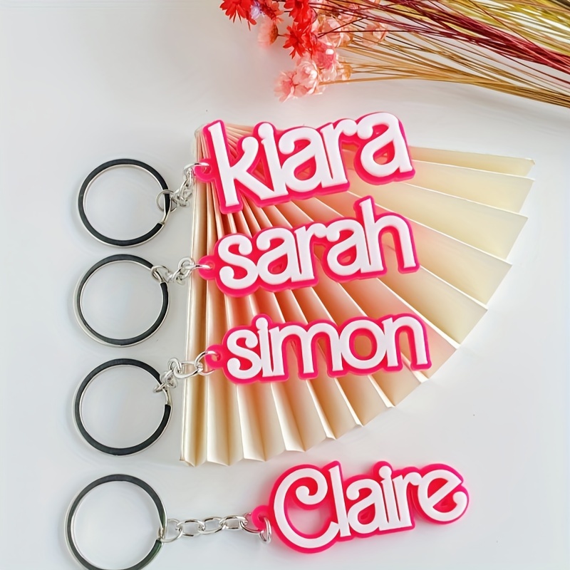 

Custom Acrylic Letter Keychain - Personalized Pink Name Tag For School Bags & Backpacks, Trendy Charm Gift For Her