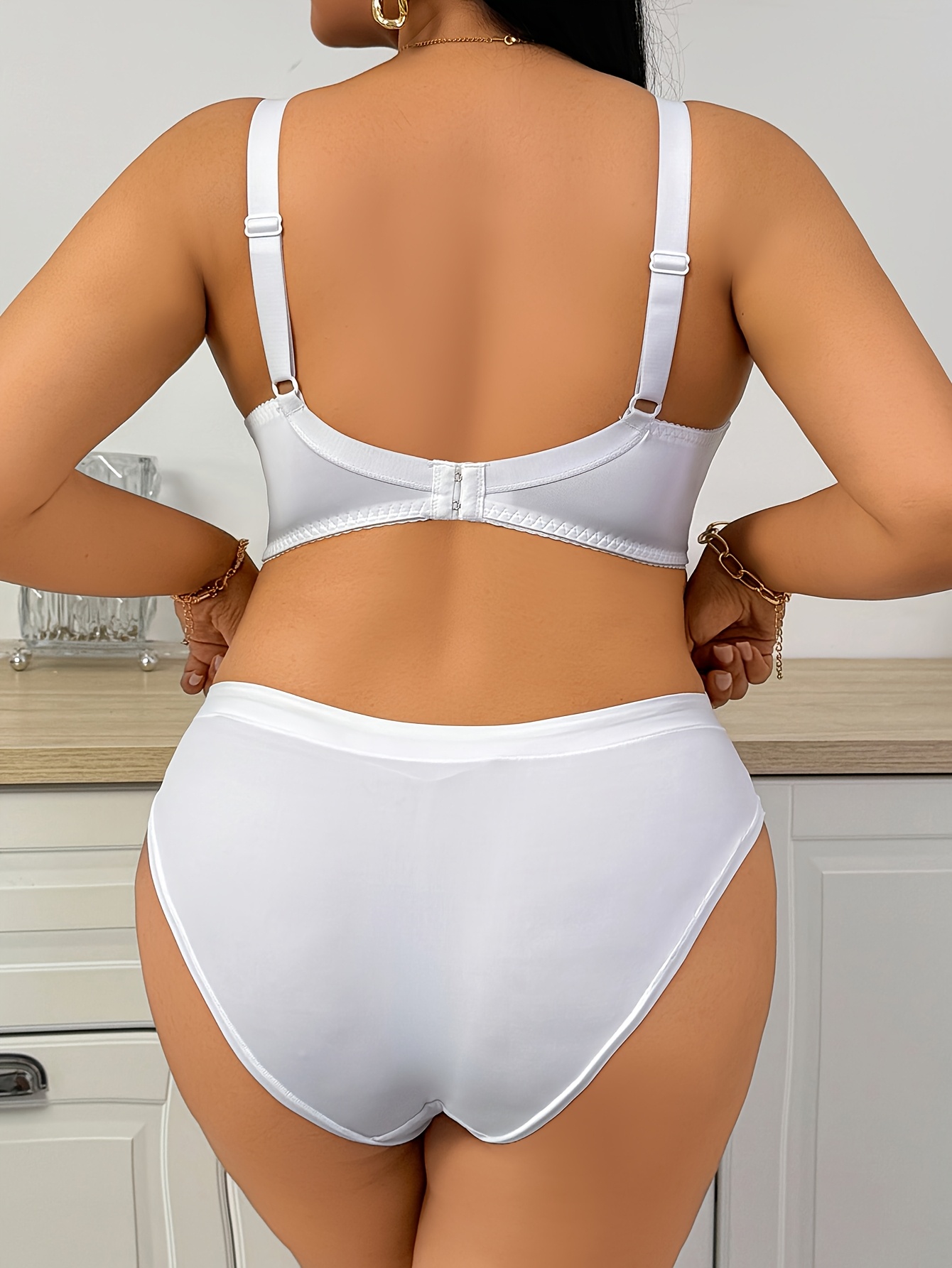 Plus Size Women'S Sexy Lingerie Set Double Cup Sheer Soft
