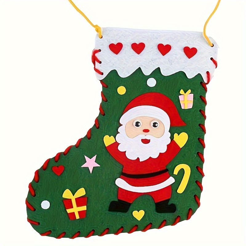 

1pc Christmas 3D Sock Ornament avec Design de Sac de Bonbons, Sac DIY en Tissu Non Tissé Fabriqué à pour Arbre de Noël, Accessoires de , de , Matériau de