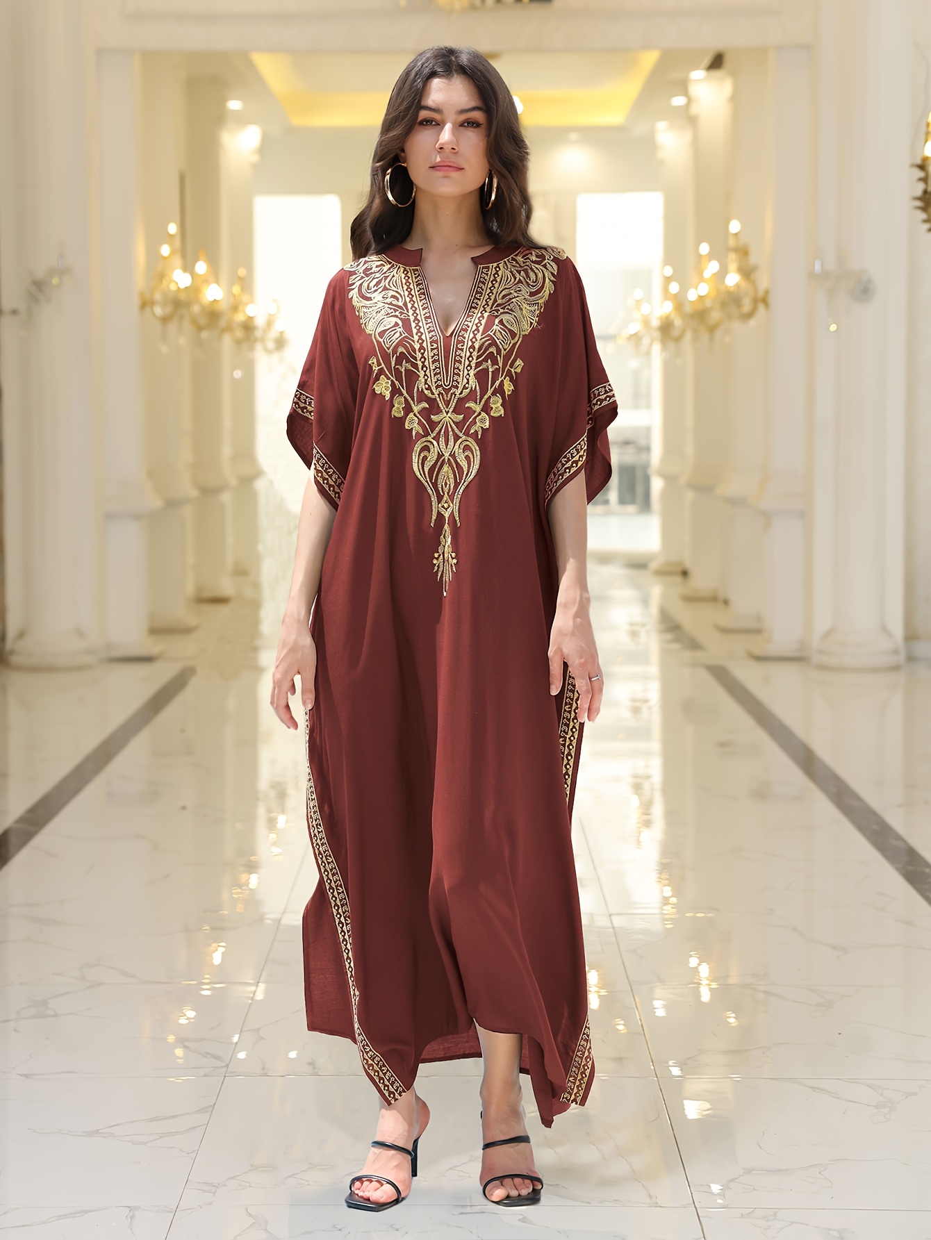 oversized kaftan dress mexican embroidery perfect beach a