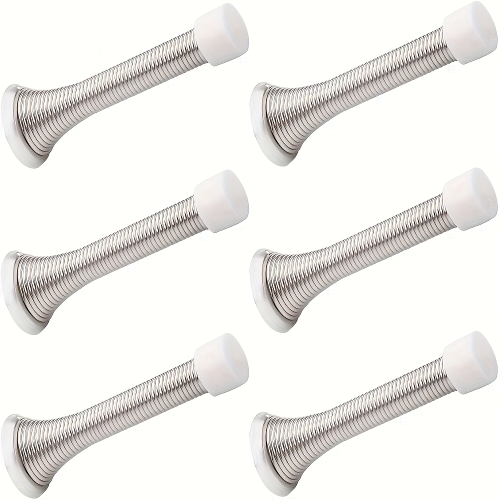 TEMU 6pcs Spring Door Stops - Flexible Bumper Guard For Kick Plates, Durable Door Stoppers With Textured Grip For Home Decor, Wall Protector