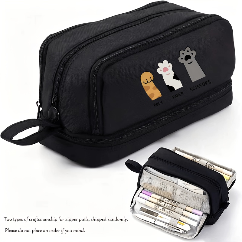 TEMU 1pc Printed "rock, Paper, Scissors" Pencil Case Large Capacity 4-layer Pencil Case Suitable For Men And Women Students Office Stationery Storage