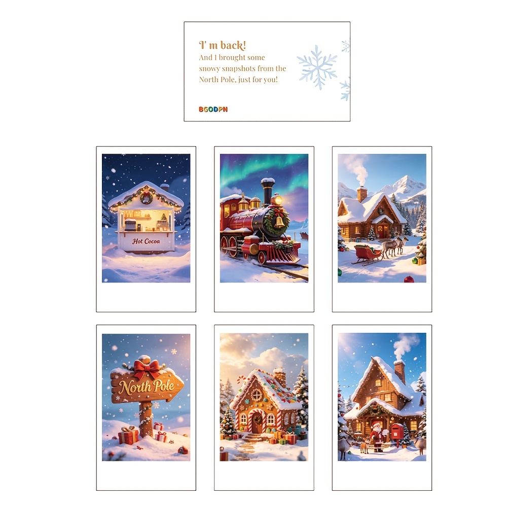 TEMU Ensemble de photos d'elfe de Noël avec carte de , accessoires d'elfe des fêtes, mini-tirages de de Noël enneigée, décoration de Noël ,