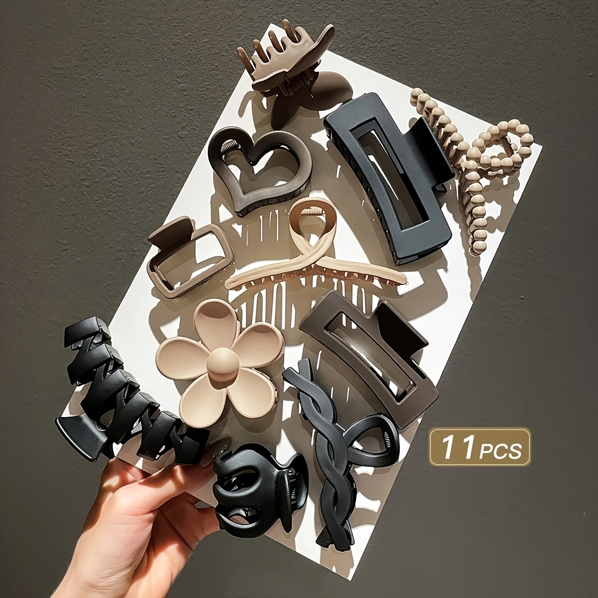 11pcs 1 Set Ladies Frosted Clip/frosted Scratch Hook Set Women's Hair Shark Clip Headpiece, Hair Clip Scratch Hook, Hair Clip/ Hair Clip/hair Accessory, Flower Hair Accessory, Suitable For Face Wash