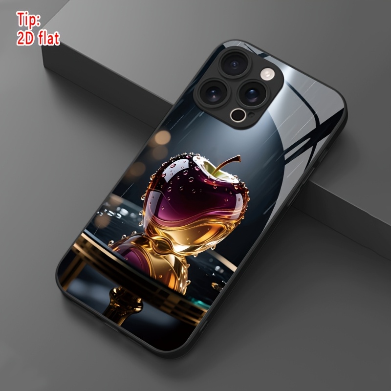 TEMU Phone Case: 1 Iridescent Crystal Pattern Hd Glass Phone Case For Iphone