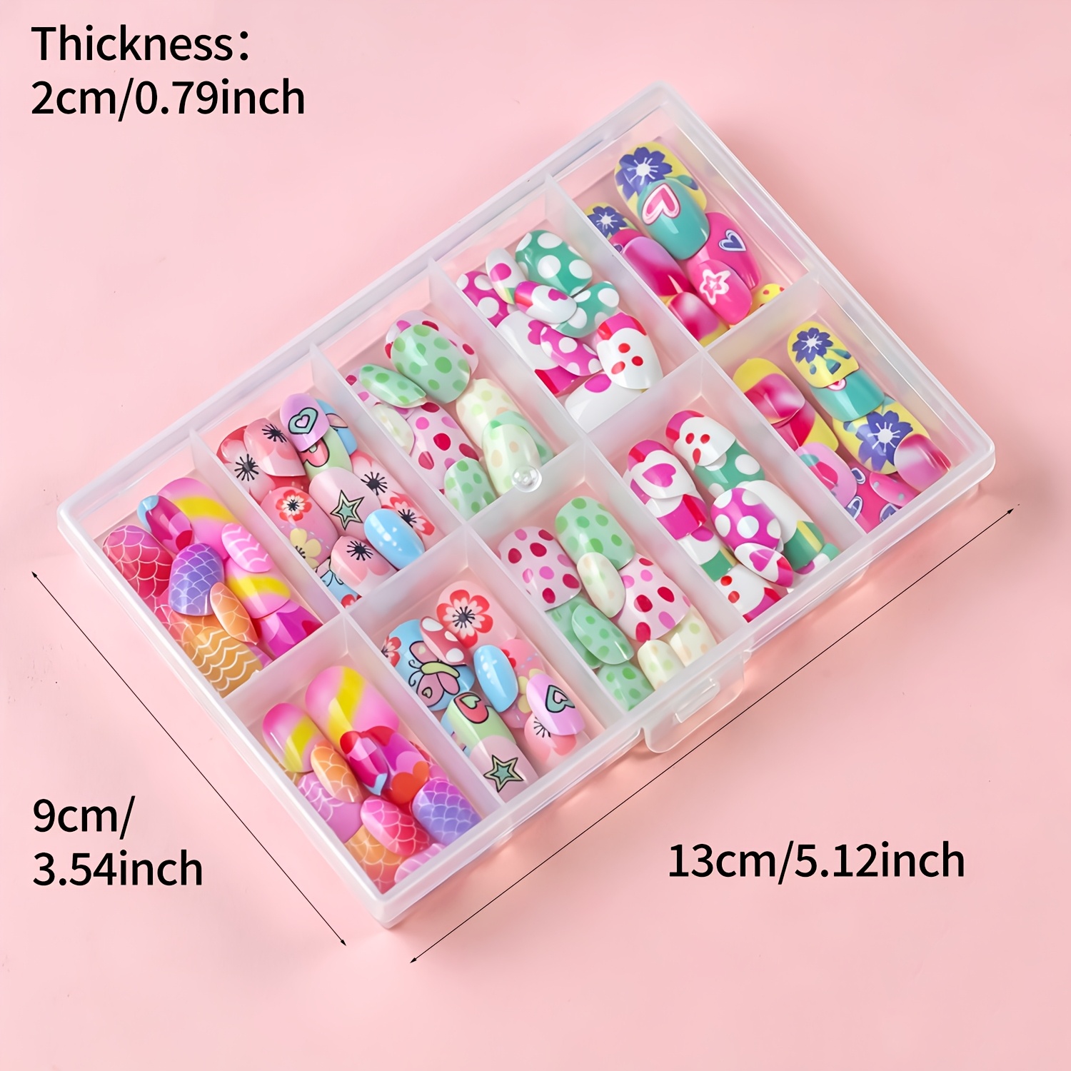 TEMU 120pcs Dopamine Cute Cartoon Press On Nails, Short Round Colorful Flower Polka Dot Fake Nails, Kawaii Full Cover False Nail Tips For Diy Summer