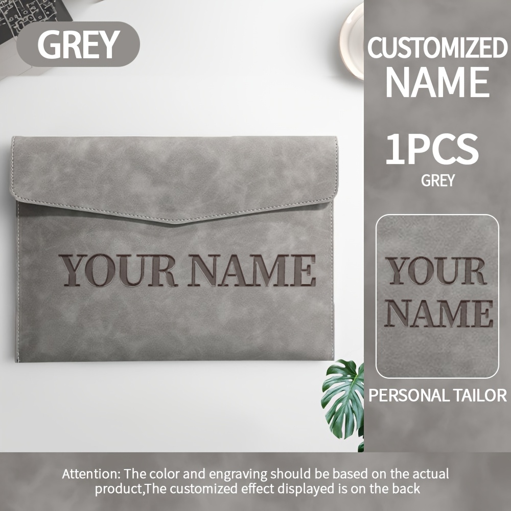 TEMU Customized File Folders With Personalized Engraving Of Names And Logos, A4 Magnetic File Bags, Waterproof Folders, Large-capacity Document Bags