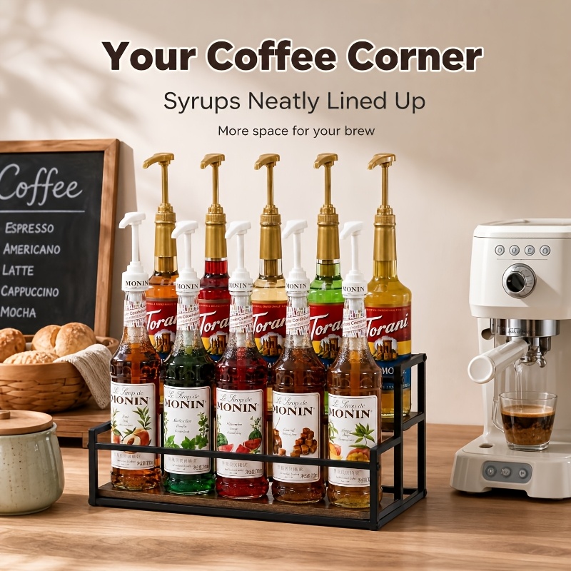 2-Tier Kitchen Storage Rack with Wooden Base, Space-Saving Spice Shelf