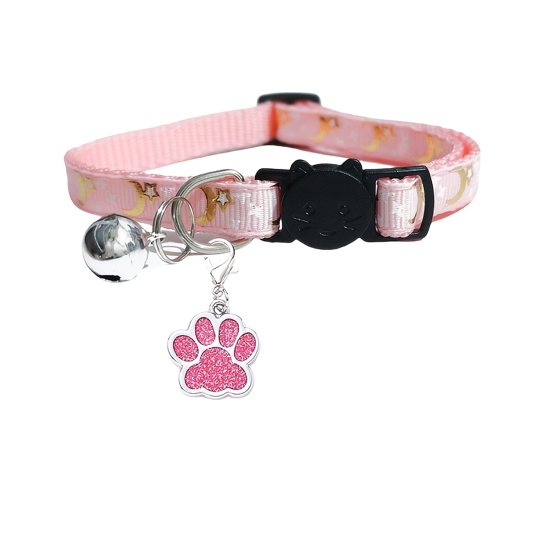 TEMU 1pz Collare Personalizzabile per e Cani con Stampa Cartoon - Poliestere Resistente, Opzioni Multicolore & Stile, Motivi e Stella, a Animali