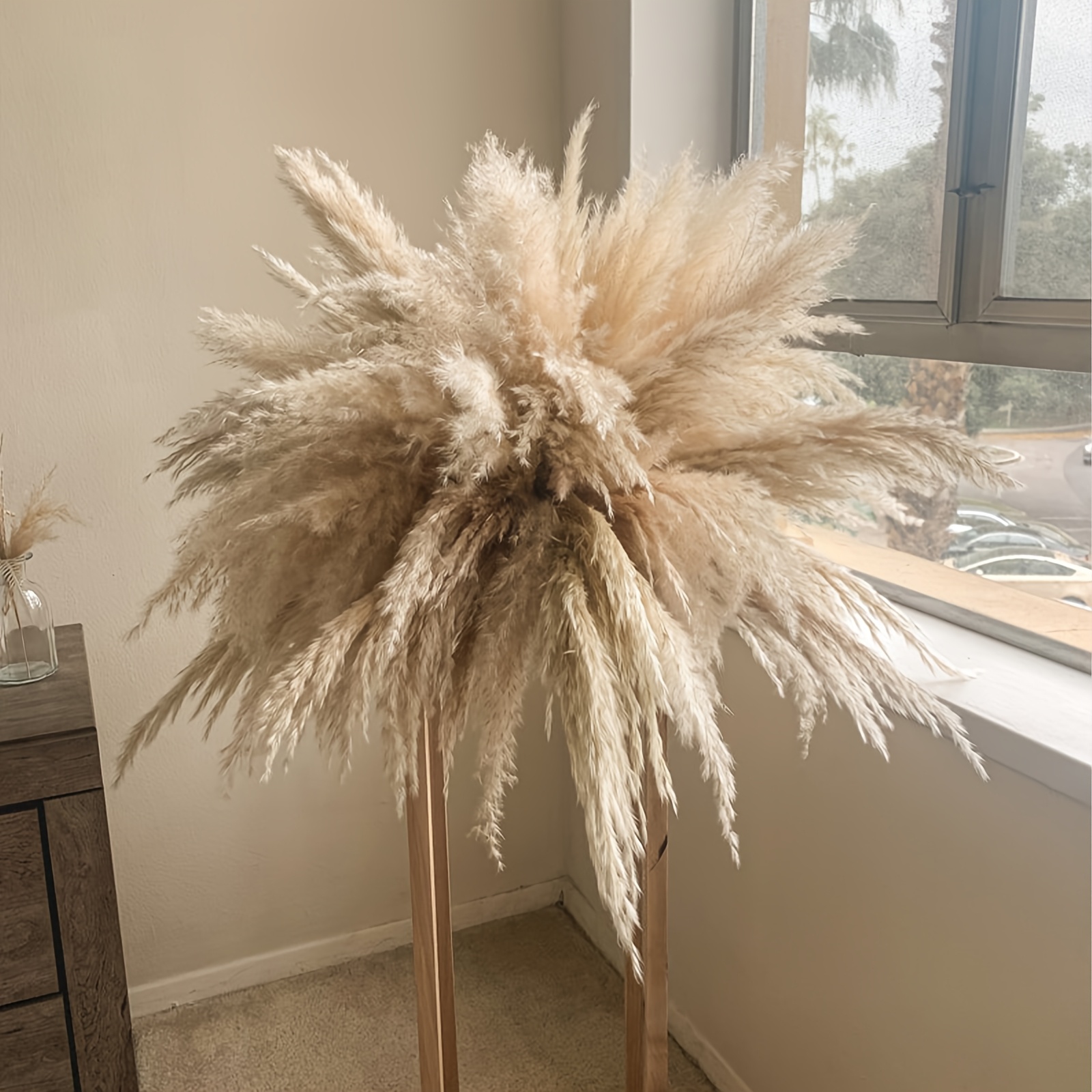 Image of Large Boho Decor Pampas Grass Wall Decor (31inch) - Natural Dried Flower -one Kit, , Perfect Decor For Living Room, Wedding Arch, Entryway, Party Decor