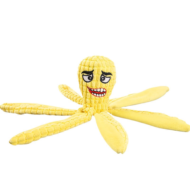 Plush Octopus Toy for Dogs - Soft, Bite-Resistant, Interactive Teething Toy with Vibrant Orange & Black Design, Perfect for All Breeds, Pet Toy|Playful Design|Durable Fabric