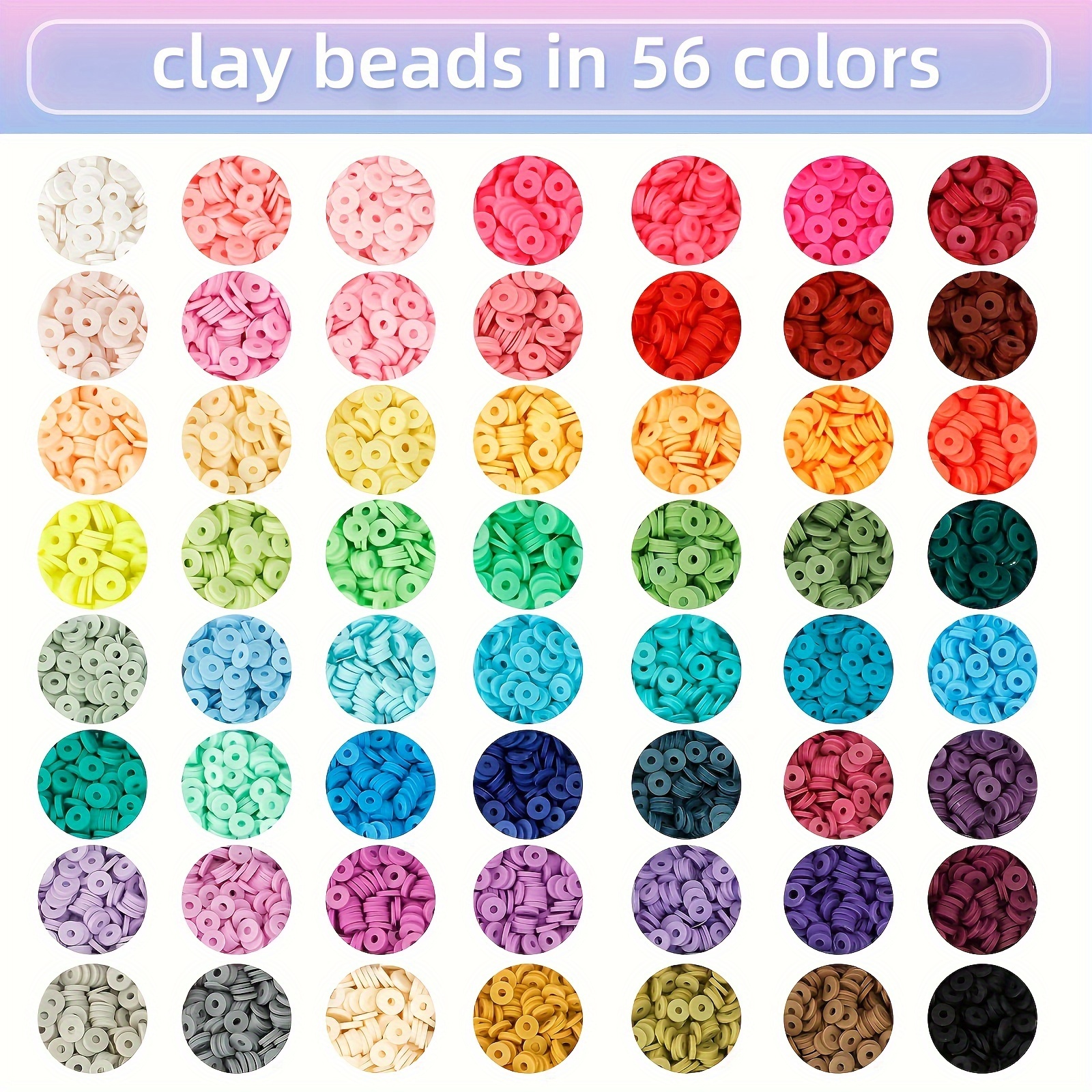 

14000pcs, 56 Color Polymer Clay Pieces, 8 Kinds Of Accessories, 2 Rolls Of Elastic String, Bracelet, Necklace, Decoration, Collocation, Diy