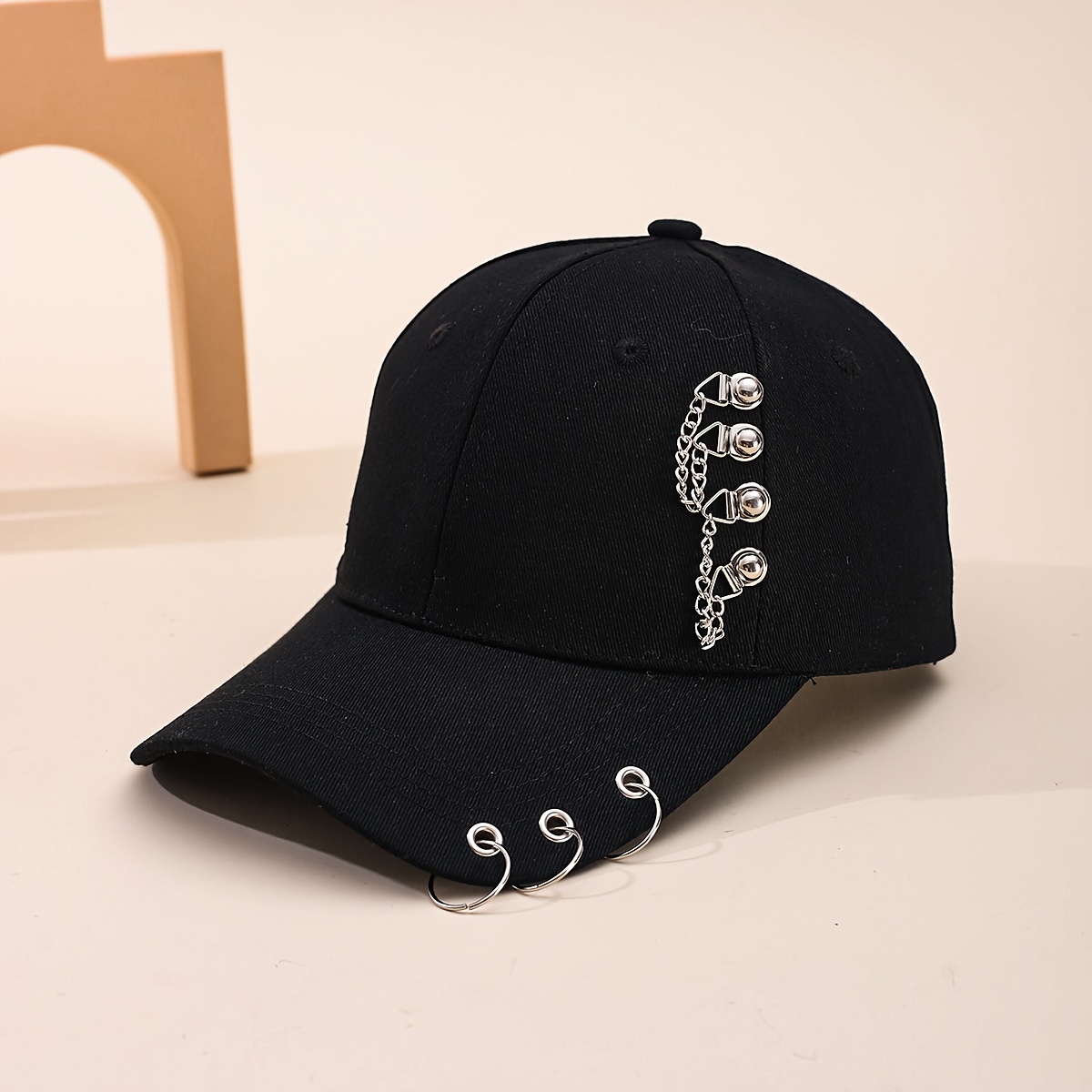 Unisex Chain Ring Snapback Cap For, Versatile Baseball Hat For Outdoor Travel And Beach /summer