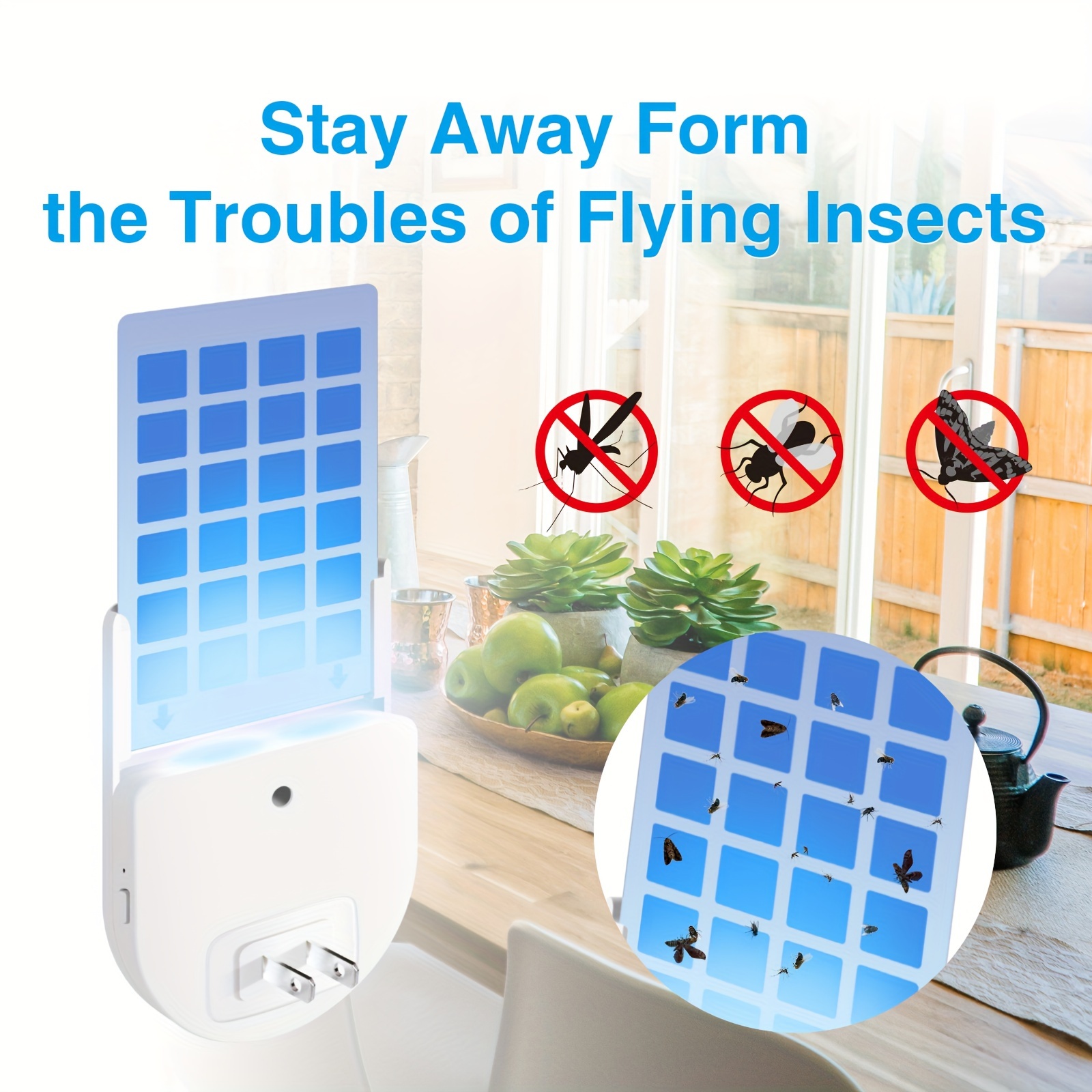 

6packs/4 Packs/2 Packs/1 Pack Flying Insect Trap Plug-in Mosquito Killer Indoor Gnat Moth Catcher Fly Tapper With Night Light Uv Attractant Catcher For Home Office White, Bring 10 Plastic Cards