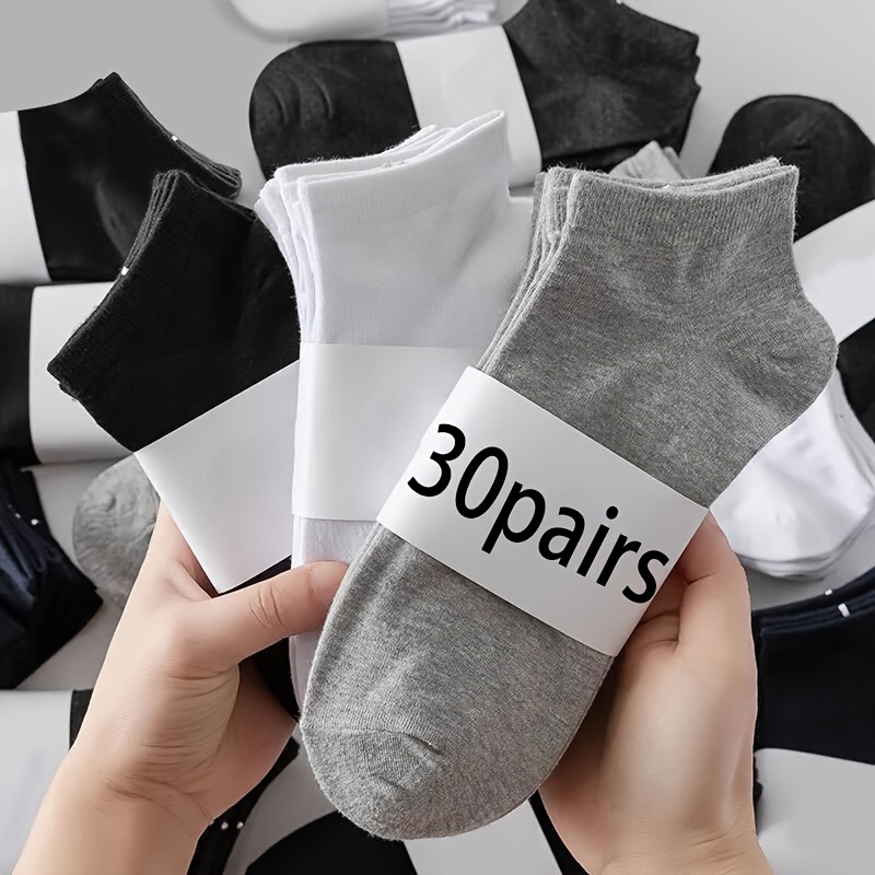 

10/15/30 Pairs Of Men's Solid Colour No Show Socks, Comfy Breathable Casual Soft & Elastic Socks, Spring & Summer