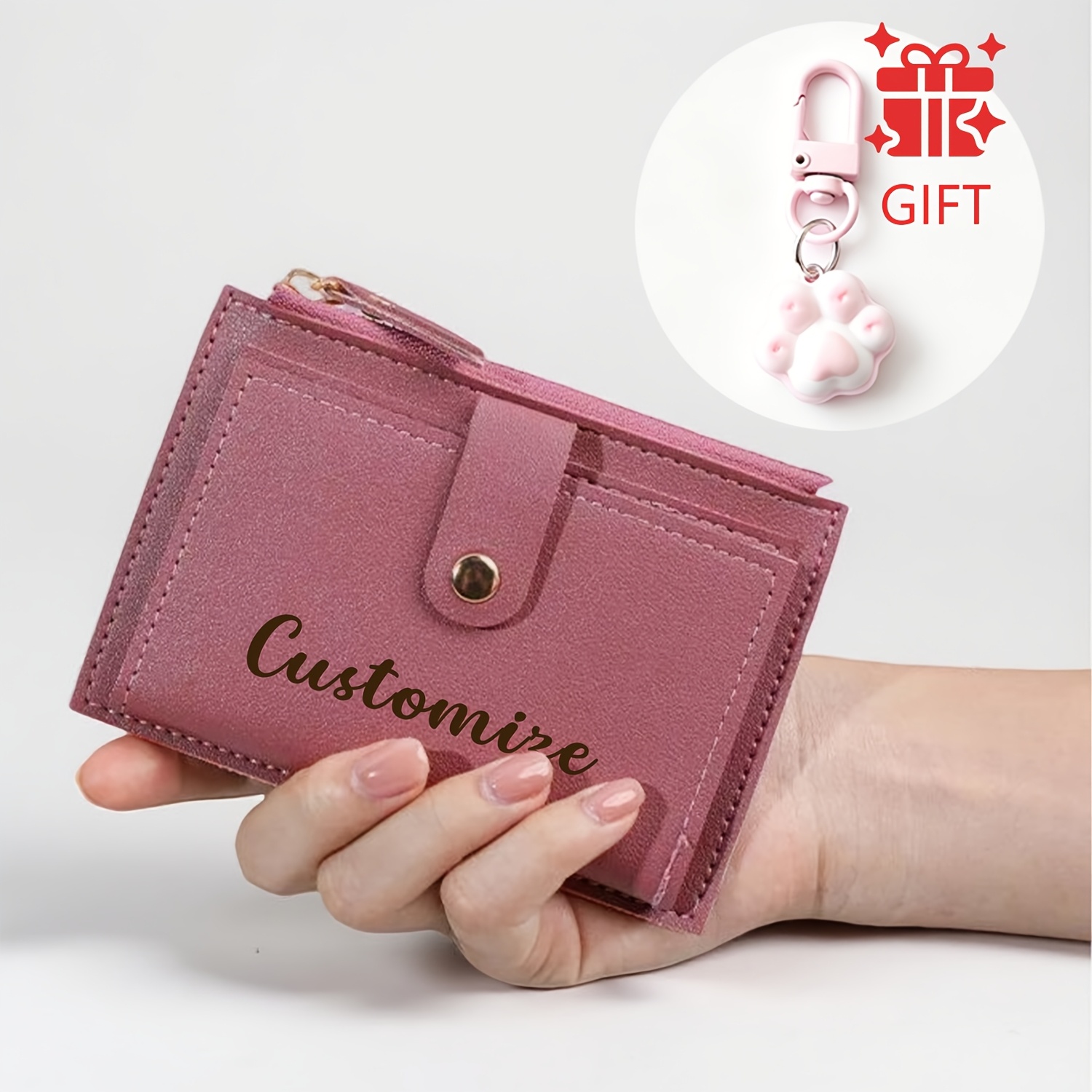 Image of 1 Personalized Women's Wallet - Custom Name And Laser Engraved, , Zip Closure, , Best Valentine's Gift